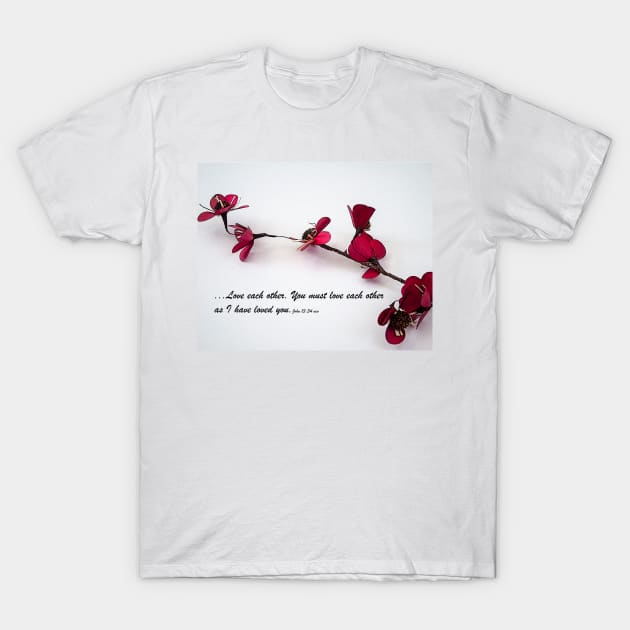 Love Each Other Red Single Stem T-Shirt by KirtTisdale